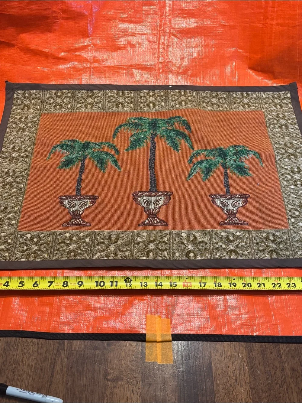 Rust Palm Tree Tapestry Wall Hanging - Unbranded